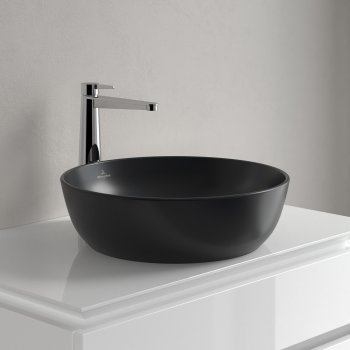 Раковина накладная Villeroy & Boch Artis, круглый, Ø 43 см, CeramicPlus, чёрный Pure Black